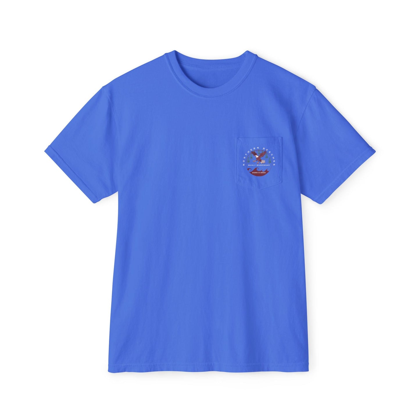 "The Westwood" Northern Beaches custom design front and back logo on Garment-Dyed Pocket T-Shirt for Nature Lovers