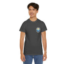 Heavy Cotton T-Shirt with free Canva custom designed logo front and back 