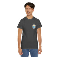 Heavy Cotton T-Shirt with free Canva custom designed logo front and back 