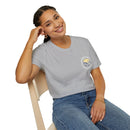 Collaroy custom logo front and sleeve. Lost Manly label. Unisex Soft style T-Shirt Printify