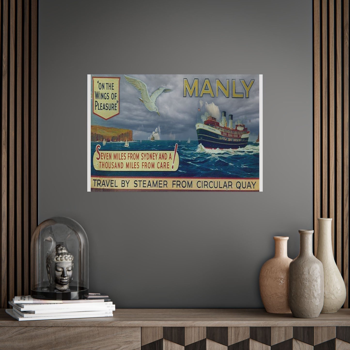 Manly  Vintage Travel Poster Print — Vintage Steamer “Seven Miles from Sydney” Unframed 