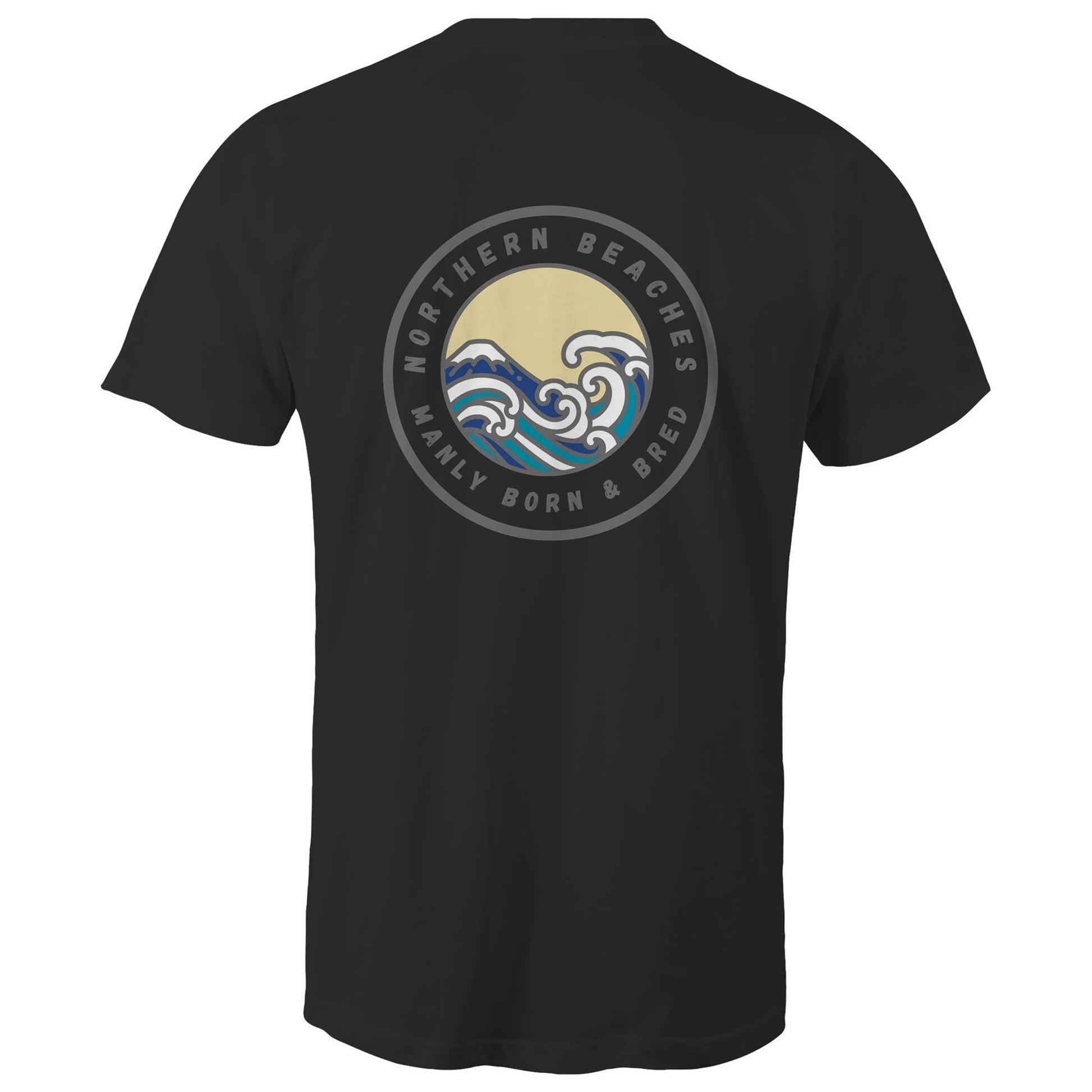 AS Colour Staple - Mens T-Shirt Northern Beaches Manly Born & Bred logo back grey font - Lost Manly Shop