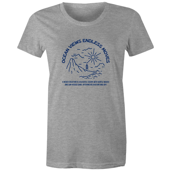 Women's Maple Tee Ocean Views Print 