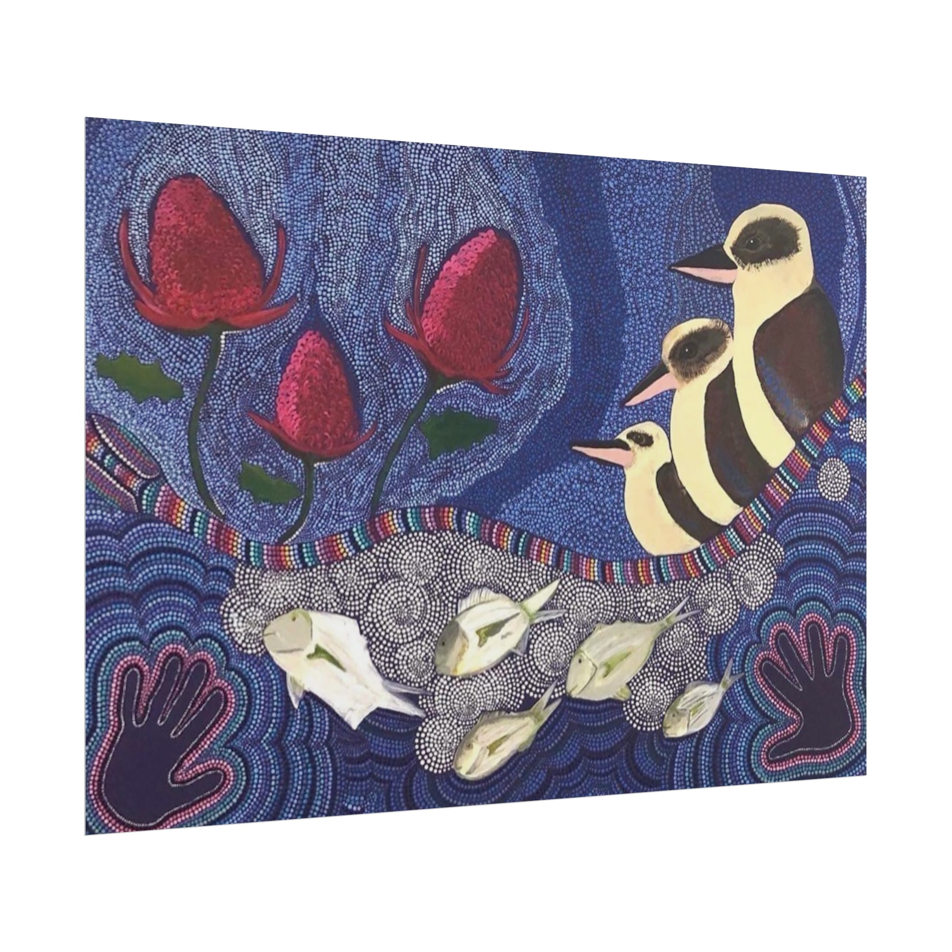 Australian Natives by Artist Kim's Dot Paintings Rolled Poster - Lost Manly Shop