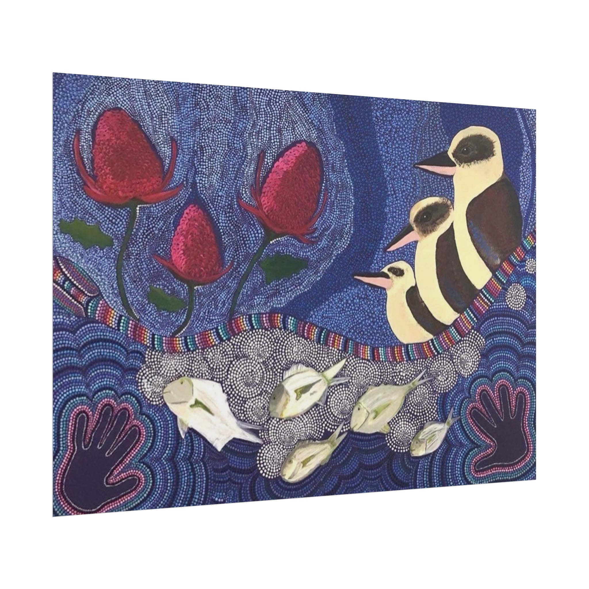 Australian Natives by Artist Kim's Dot Paintings Rolled Poster - Lost Manly Shop