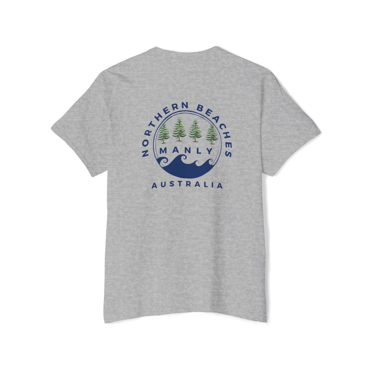 "The Westwood" Northern Beaches custom design different logo front and back Heavy Cotton Pocket Tee Printify