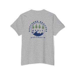 "The Westwood" Northern Beaches custom design different logo front and back Heavy Cotton Pocket Tee Printify