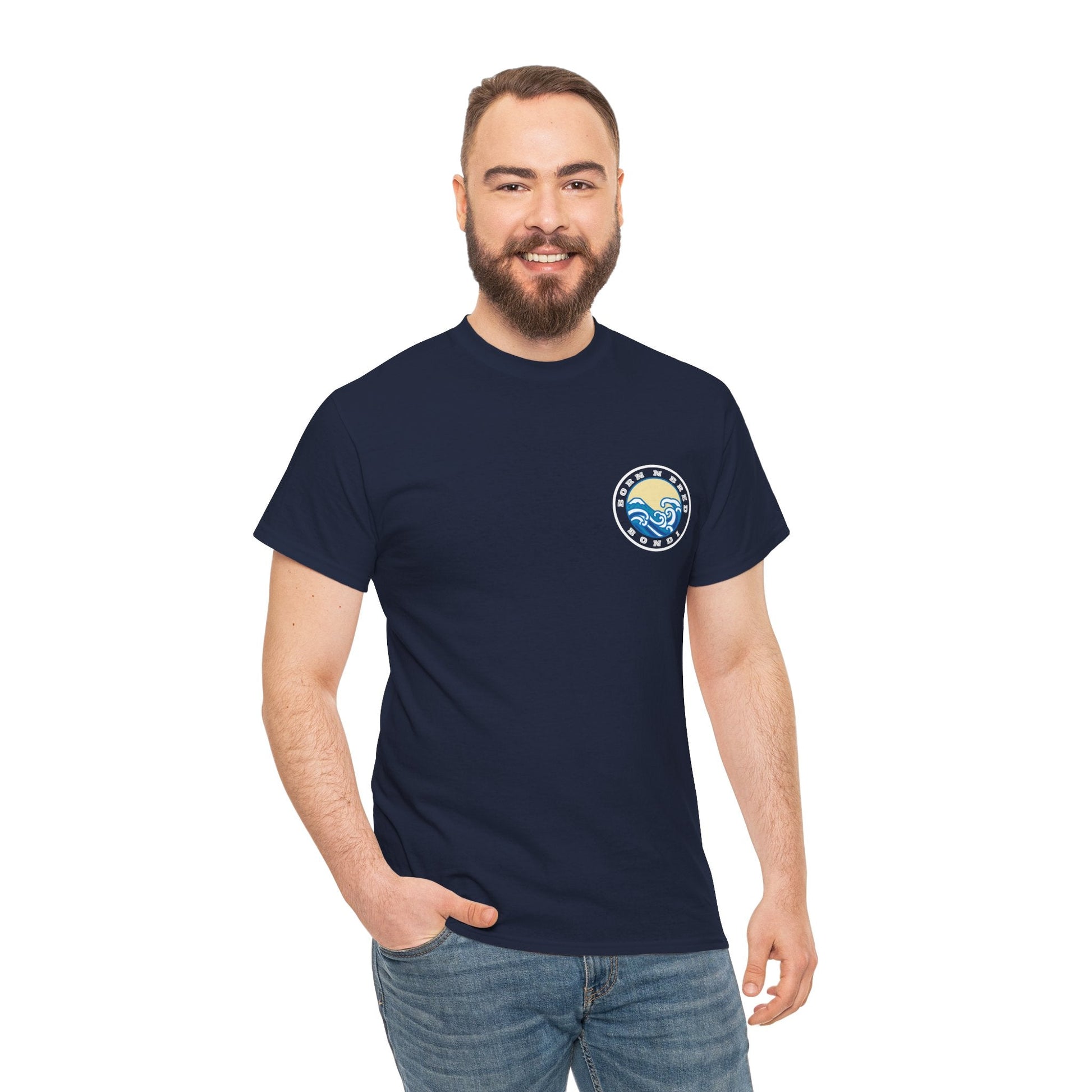 Heavy Cotton T-Shirt with free Canva custom designed logo front and back 