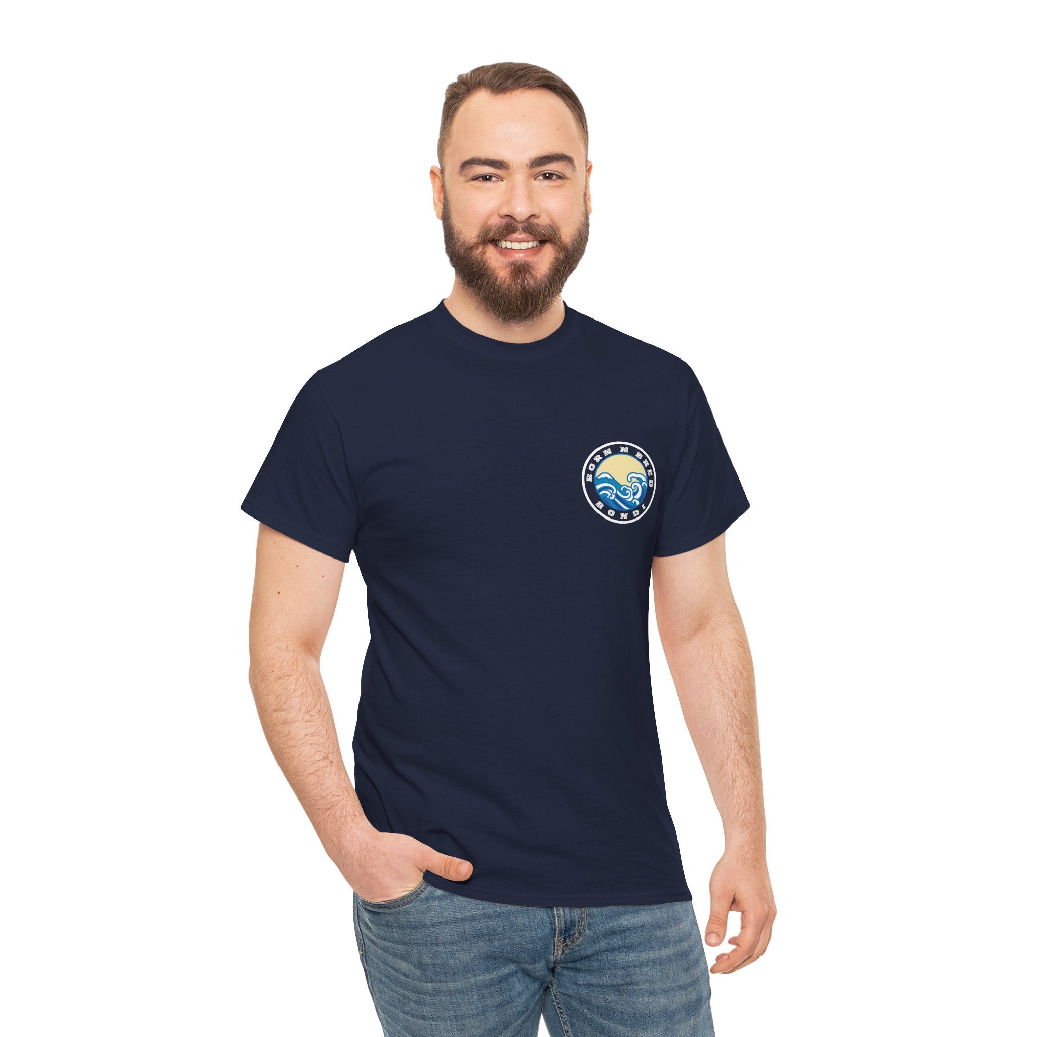 Heavy Cotton T-Shirt with free Canva custom designed logo front and back 