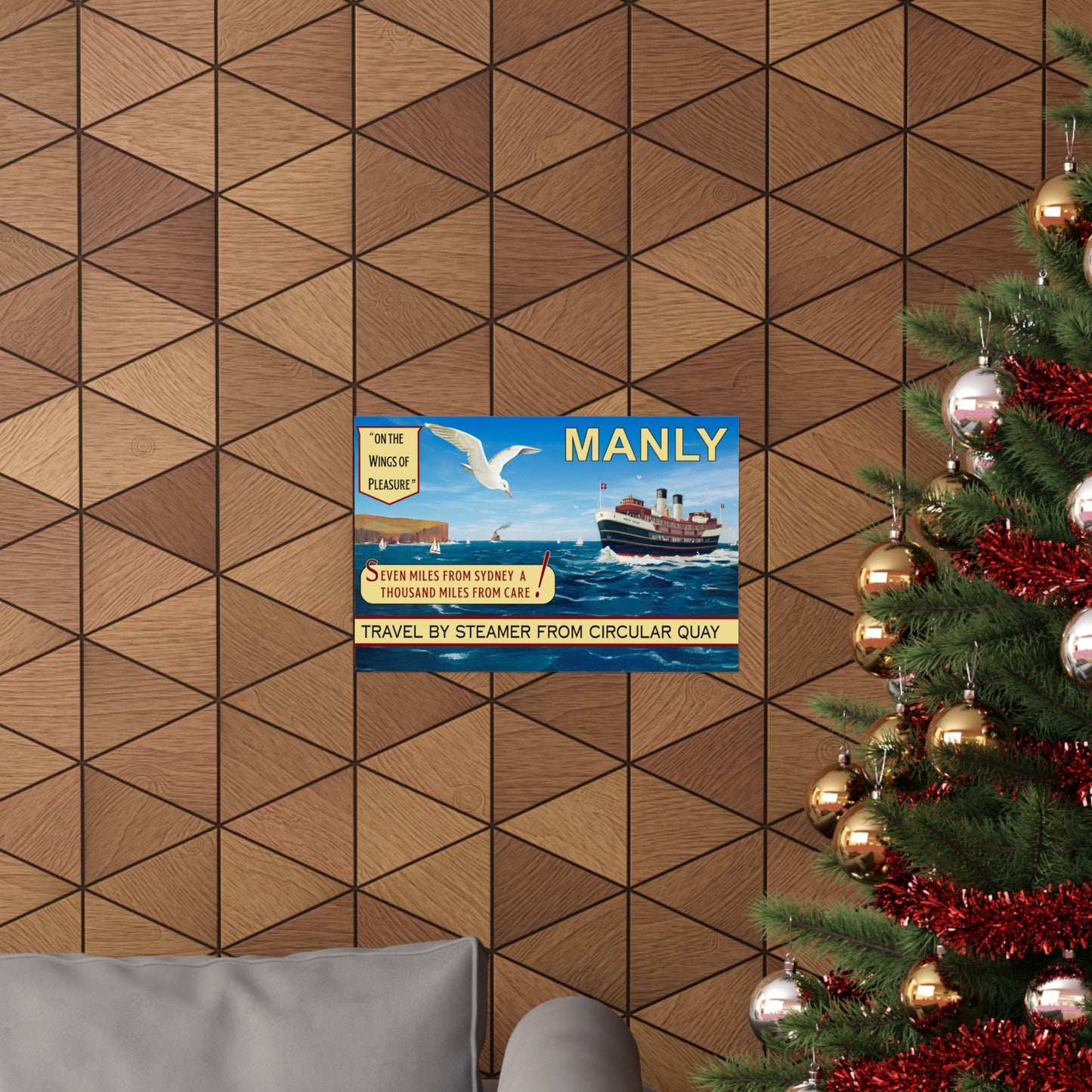 Seven Miles from Sydney – Manly 1940s Vintage Travel Poster Reproduction Print 