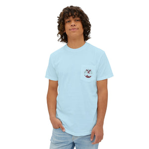 "The Westwood" Northern Beaches custom logo on front and back Pocket T-Shirt - Vintage Style for Beach Lovers Printify