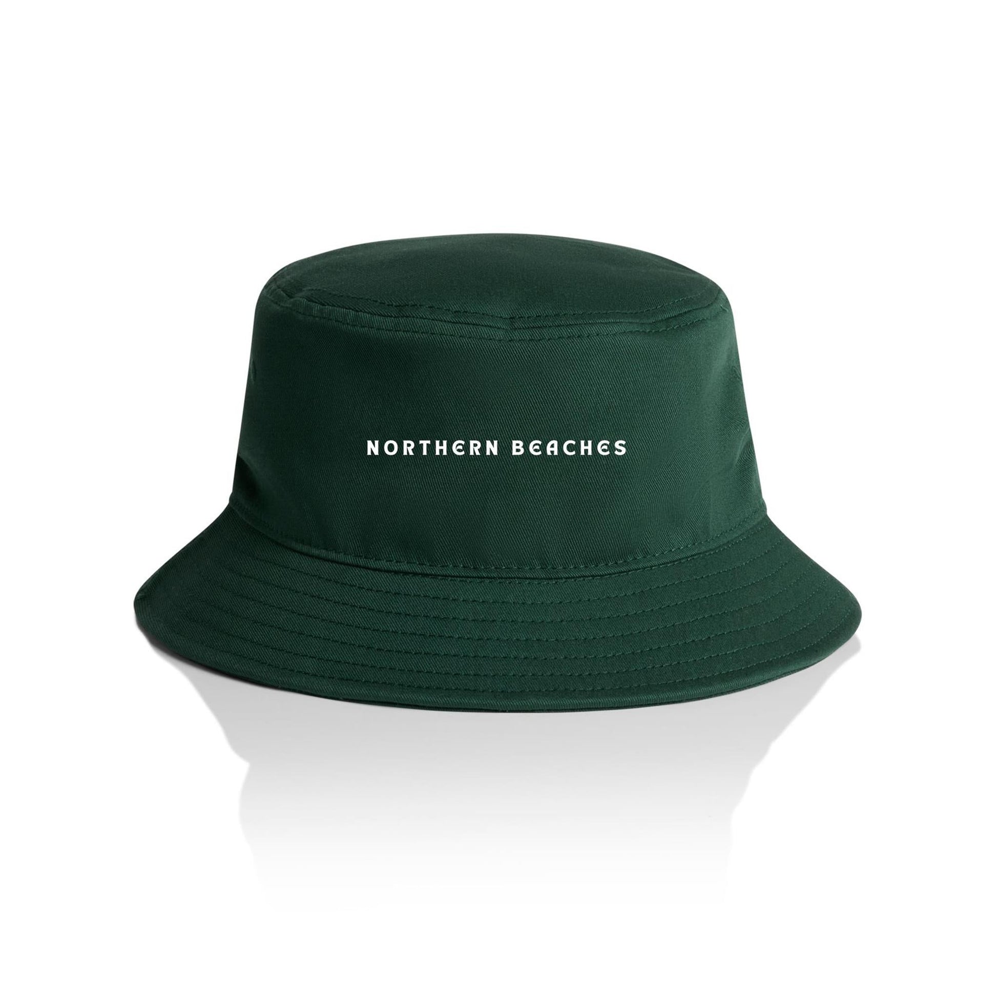 AS Colour Bucket Hat Northern Beaches custom logo white font 