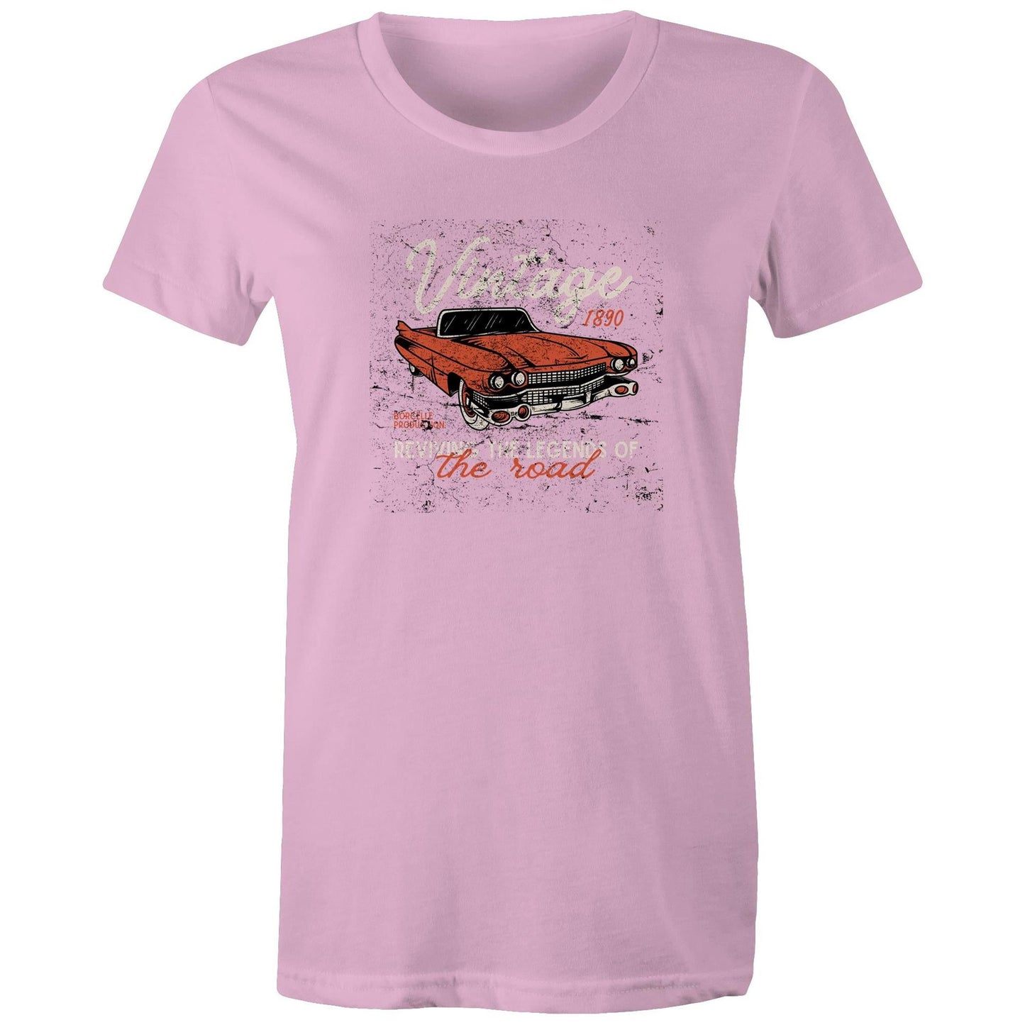 Women's Maple Tee Vintage Car Print 