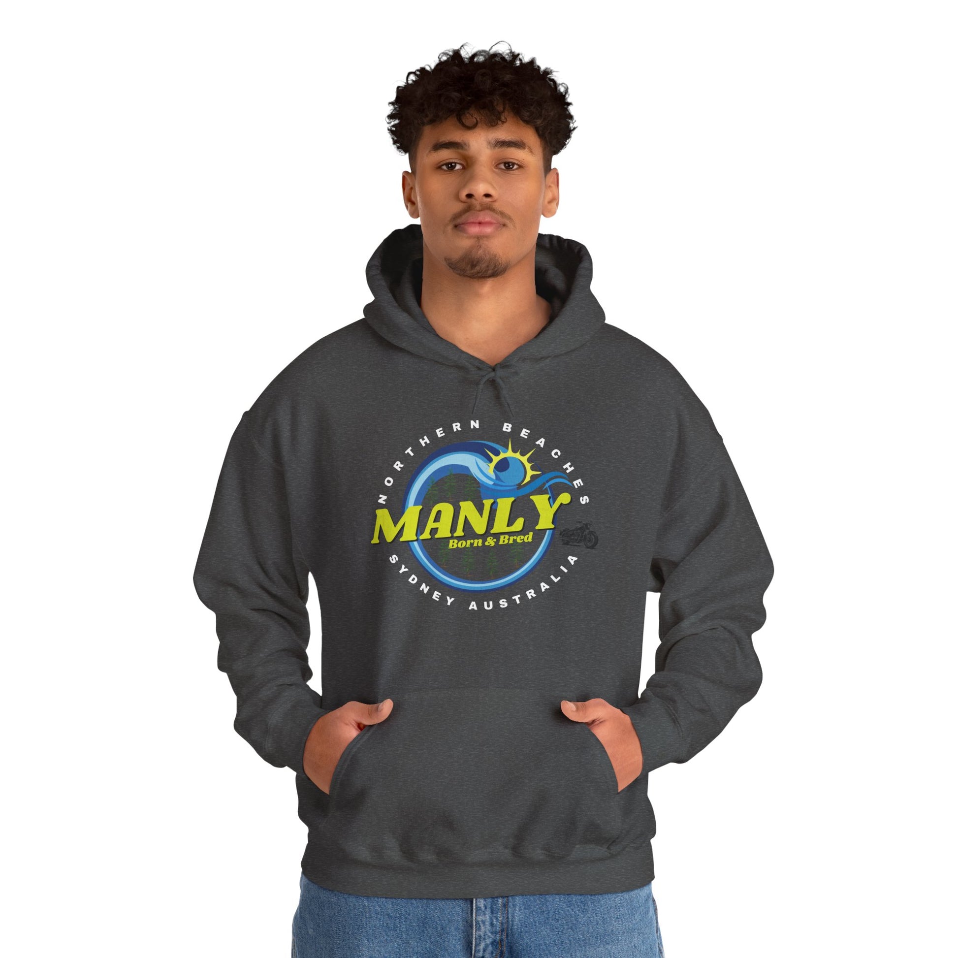 Lost Manly custom logo Manly Beach Surf Hoodie – Sydney Australia Vintage Surf Crest Hoodie - Lost Manly Shop