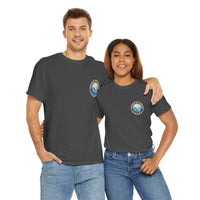 Heavy Cotton T-Shirt with free Canva custom designed logo front and back 