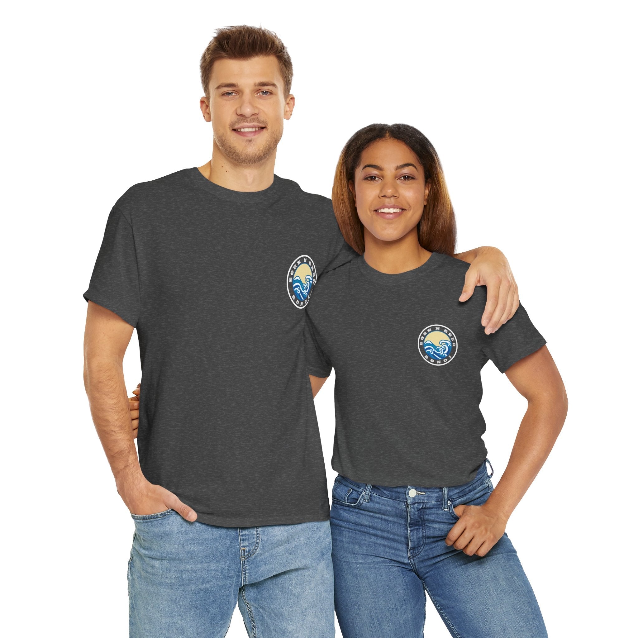 Heavy Cotton T-Shirt with free Canva custom designed logo front and back 