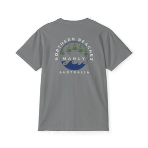 "The Westwood" Northern Beaches custom design front and back logo on Garment-Dyed Pocket T-Shirt for Nature Lovers Printify