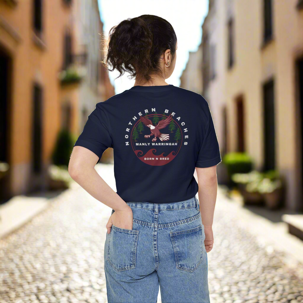 Manly Warringah Born n Bred Unisex Pocket T-shirt Printify