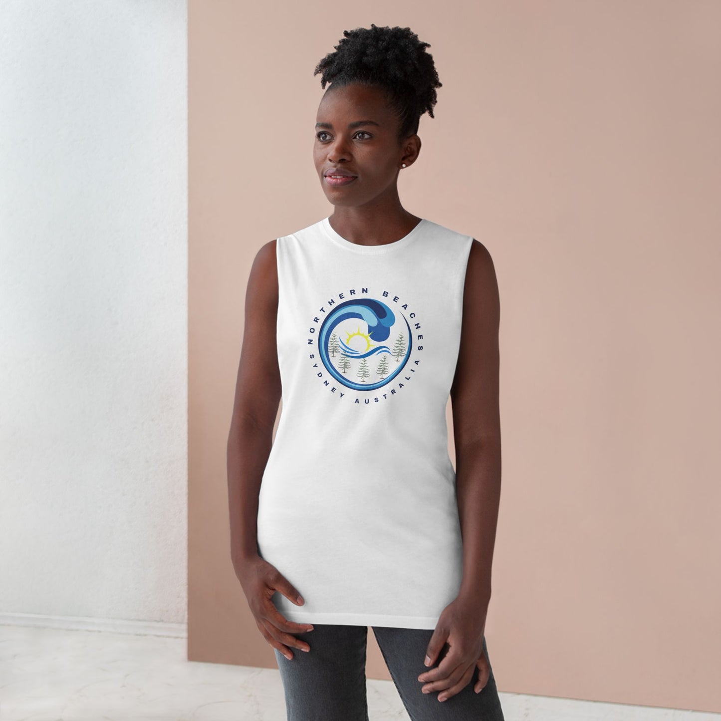 Lost Manly custom logo edition Barnard Surf Wave Tank Top — Coastal Graphic Tank with "Northern Beaches" Design - Lost Manly Shop