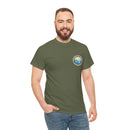 Heavy Cotton T-Shirt with free Canva custom designed logo front and back 