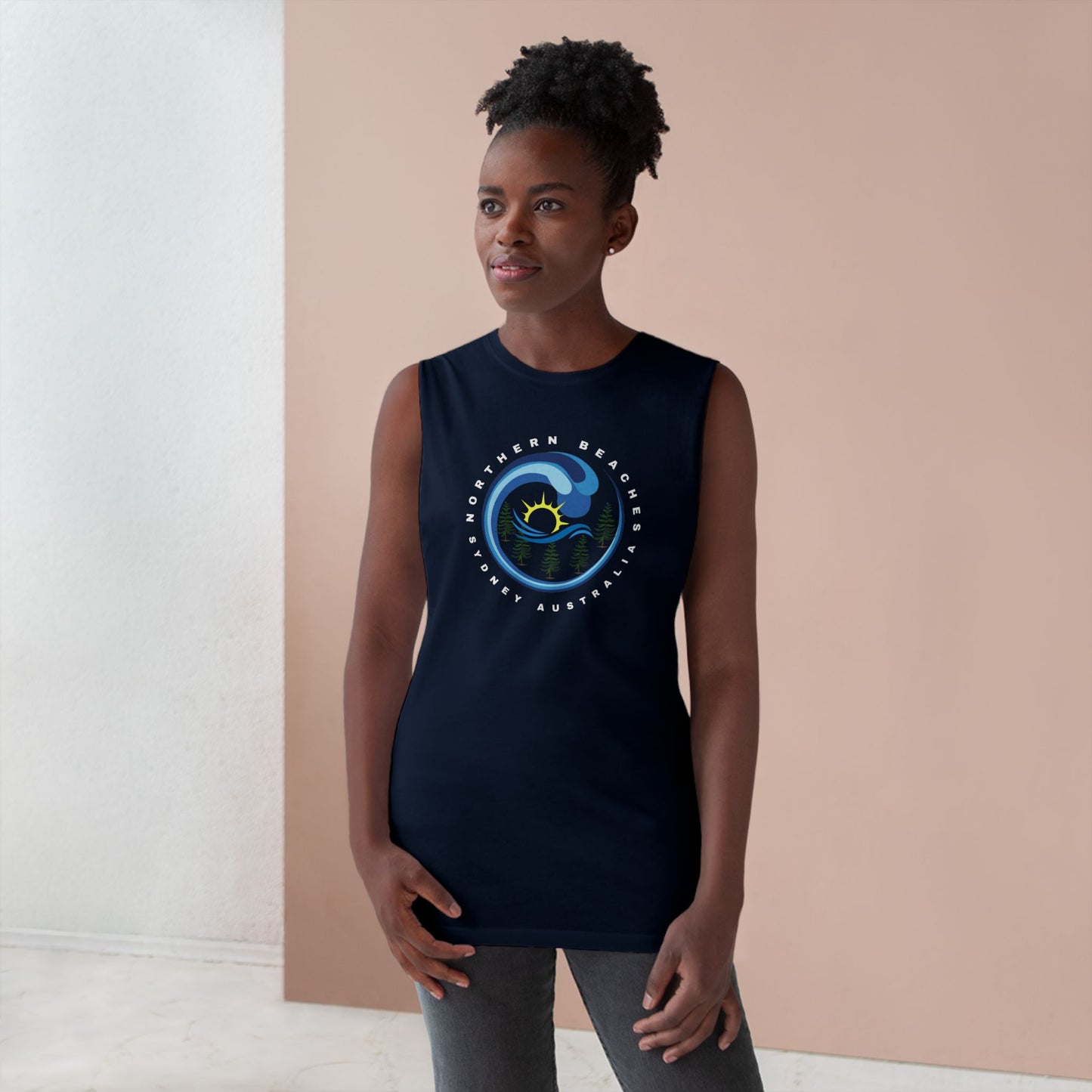 Lost Manly custom logo edition Barnard Surf Wave Tank Top — Coastal Graphic Tank with "Northern Beaches" Design - Lost Manly Shop