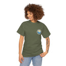 Heavy Cotton T-Shirt with free Canva custom designed logo front and back 