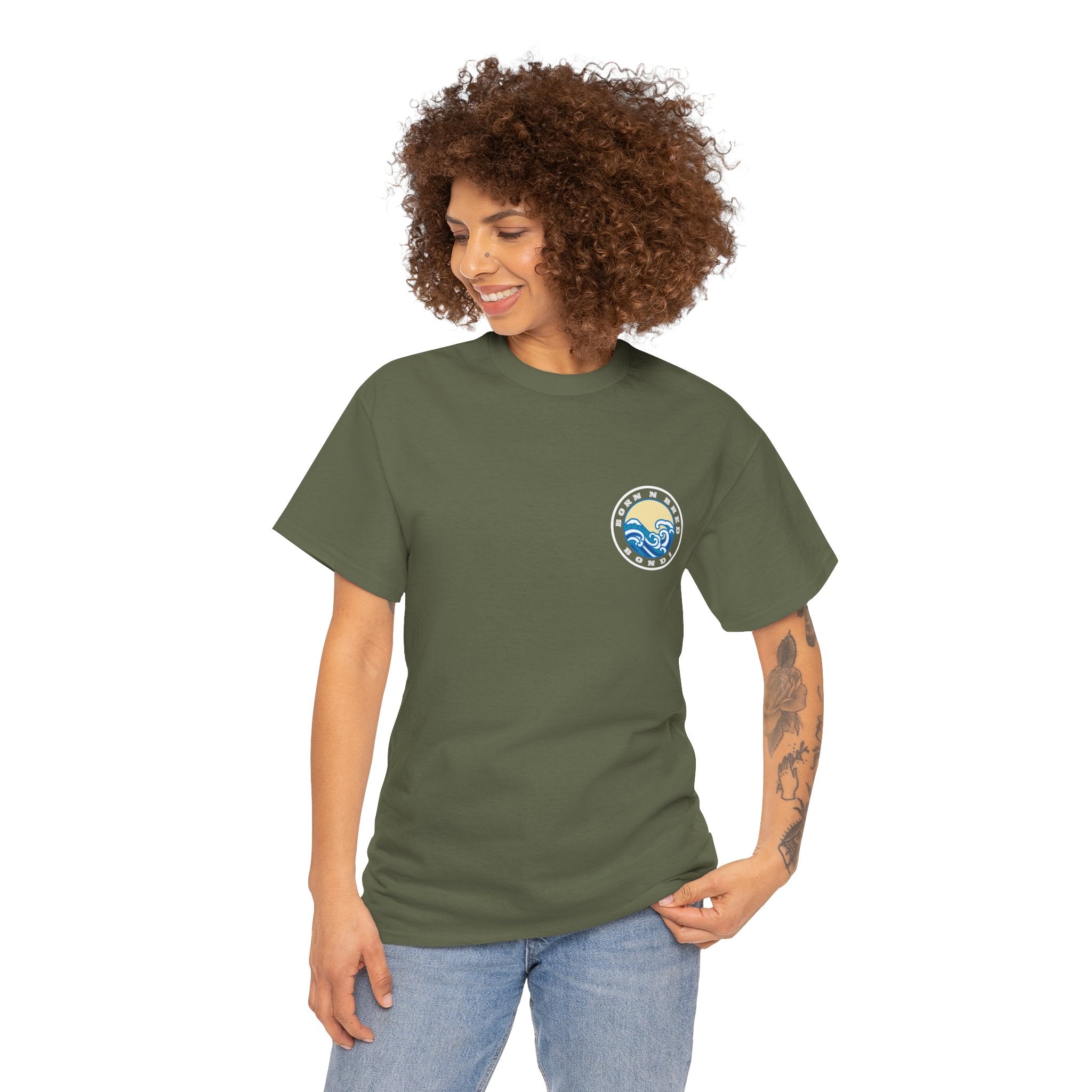 Heavy Cotton T-Shirt with free Canva custom designed logo front and back 