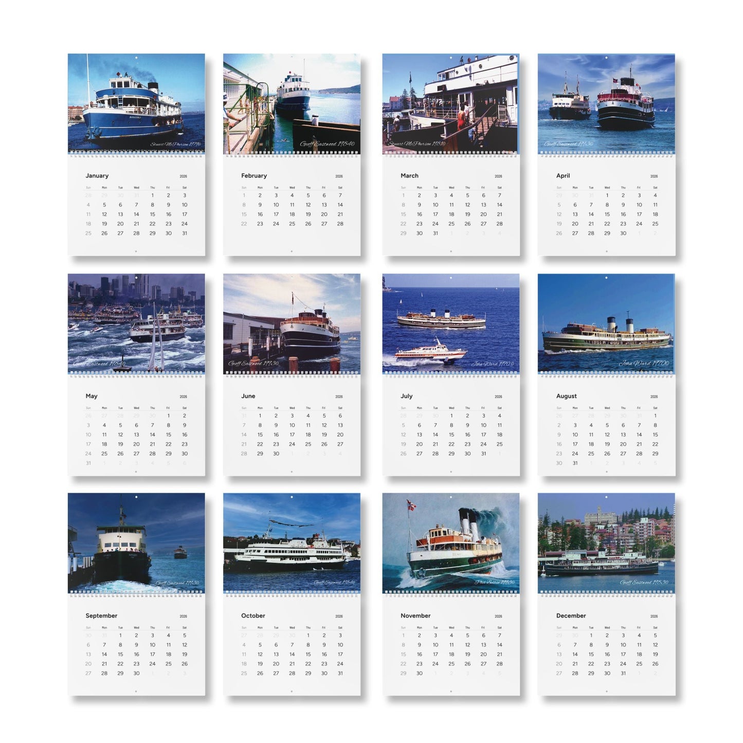 Manly Ferries Journey Through Time 2026 Wall Calendar 