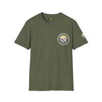 Collaroy custom logo front and sleeve. Lost Manly label. Unisex Soft style T-Shirt Printify