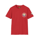 Collaroy custom logo front and sleeve. Lost Manly label. Unisex Soft style T-Shirt Printify