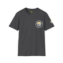 Collaroy custom logo front and sleeve. Lost Manly label. Unisex Soft style T-Shirt Printify