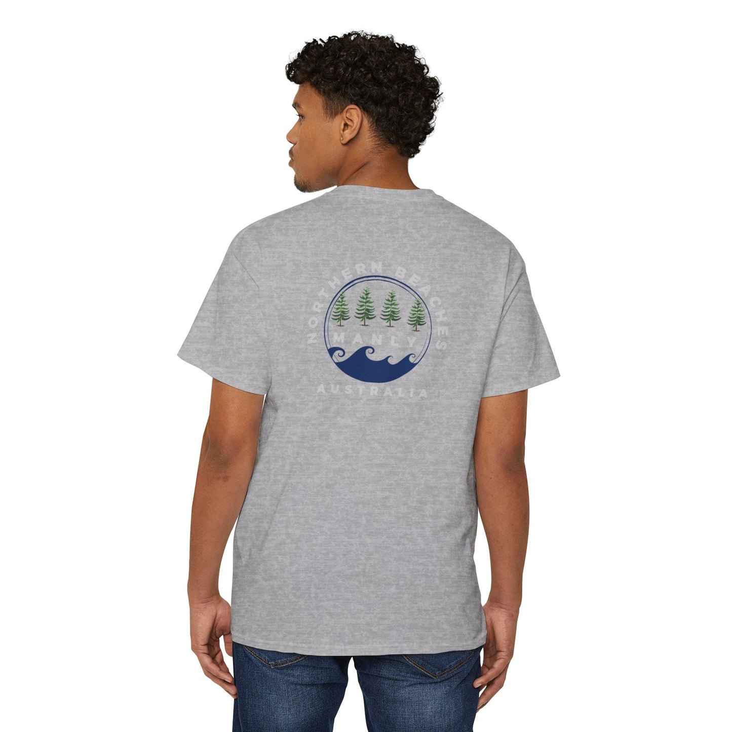 "The Westwood" Northern Beaches Manly Australia 2 different front/back Logos Heavy Cotton Pocket Tee Printify