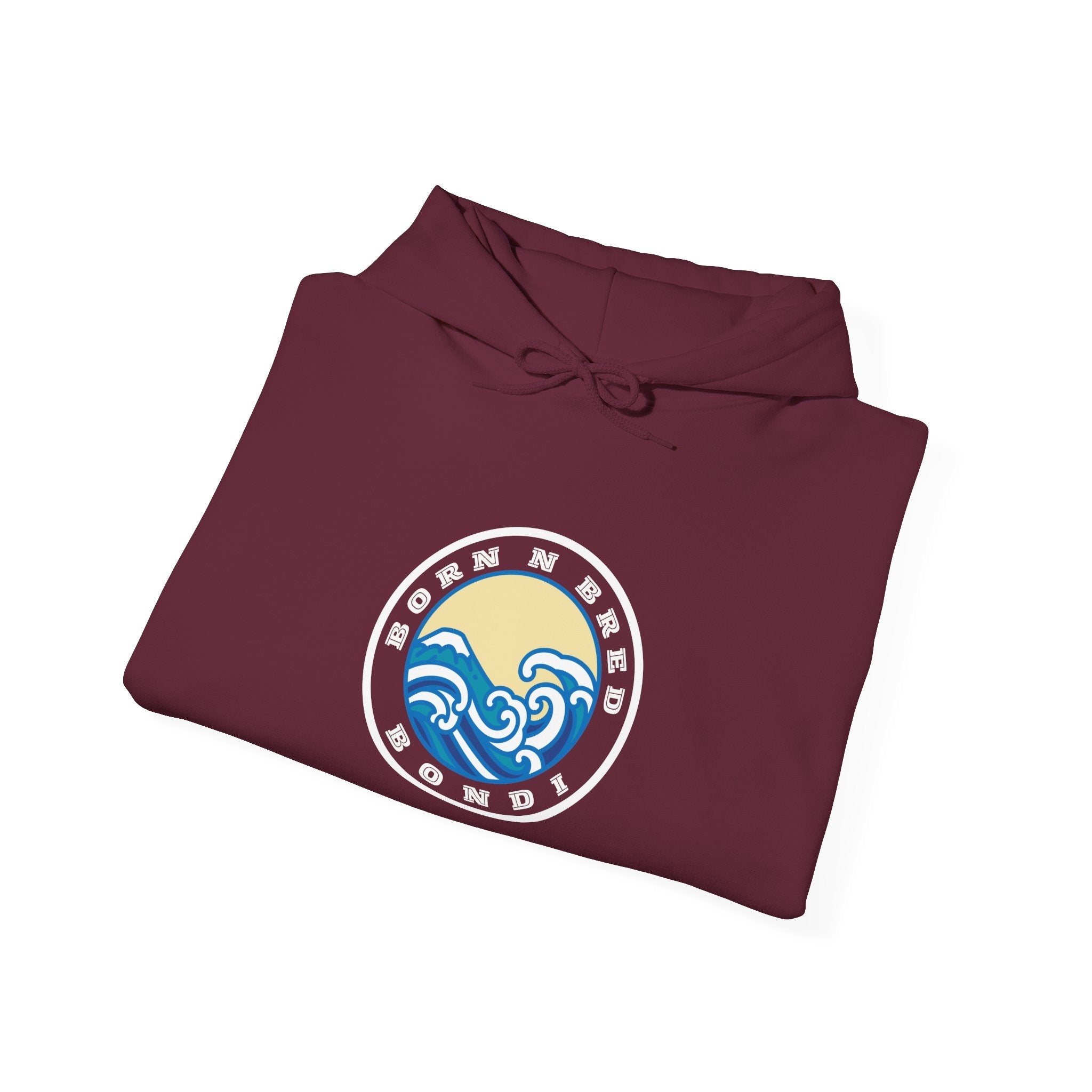 Hoodie with free Canva custom design logo front back Bondi bnb/Bilgola 