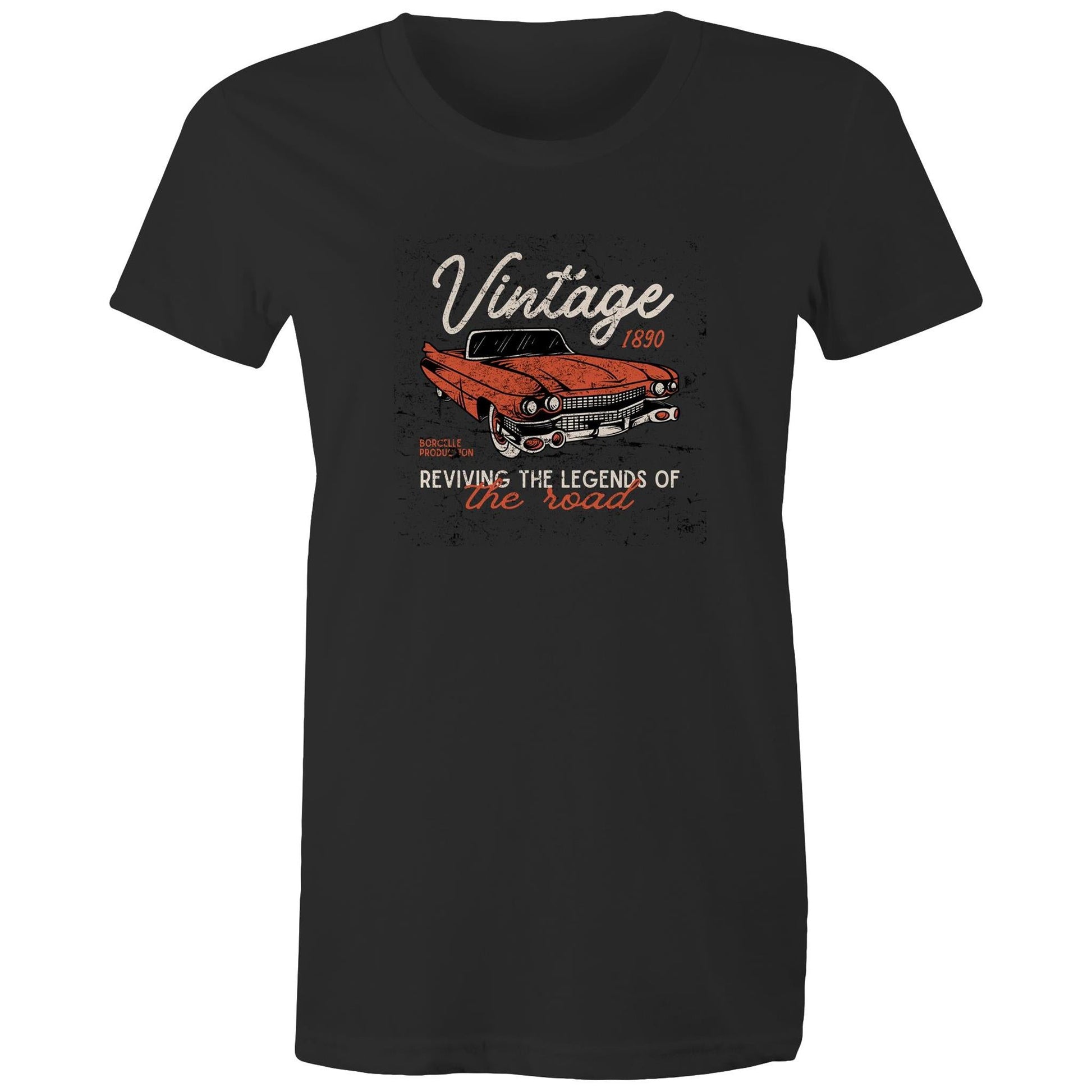 Women's Maple Tee Vintage Car Print 