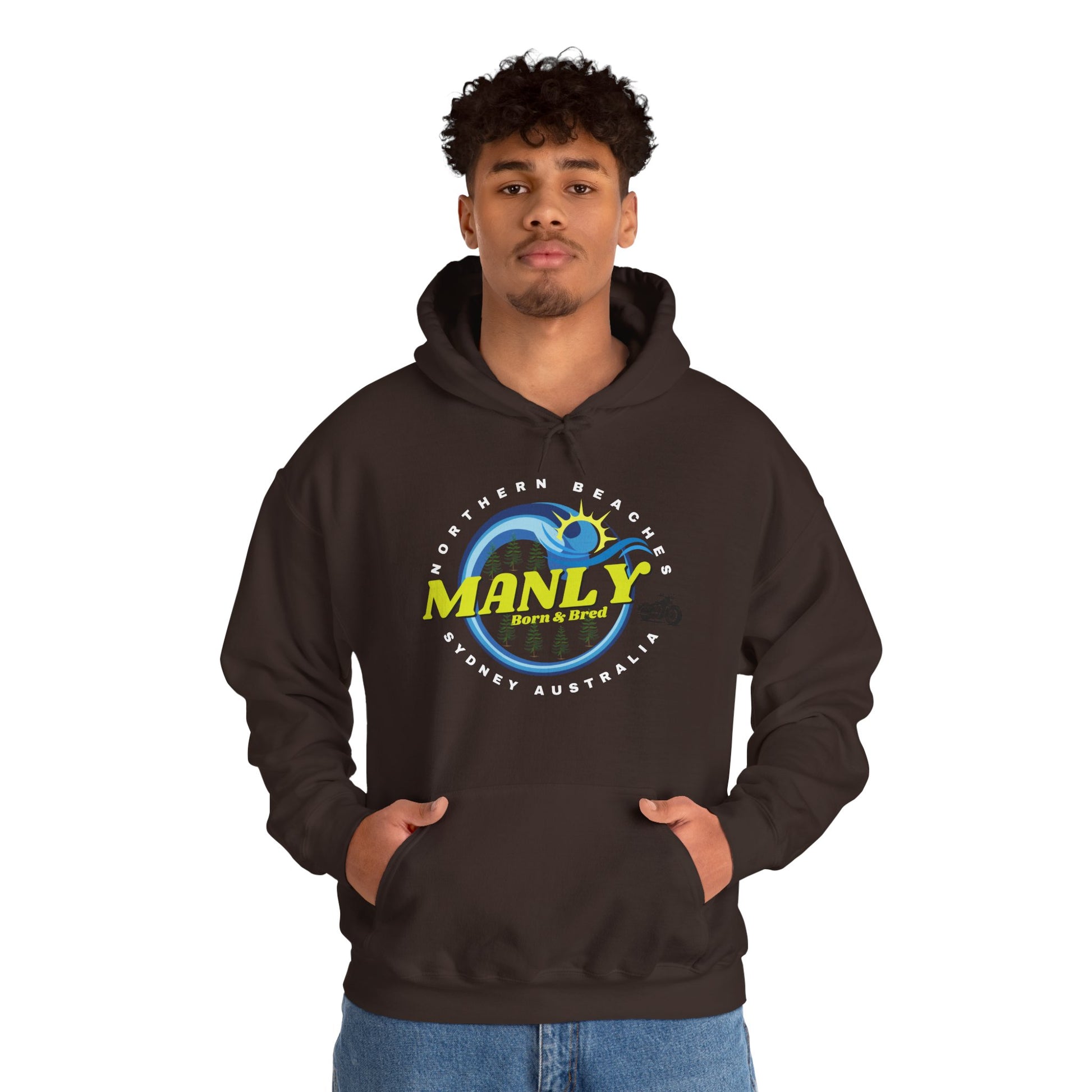 Lost Manly custom logo Manly Beach Surf Hoodie – Sydney Australia Vintage Surf Crest Hoodie - Lost Manly Shop