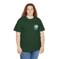 Heavy Cotton T-Shirt with free Canva custom designed logo front and back 