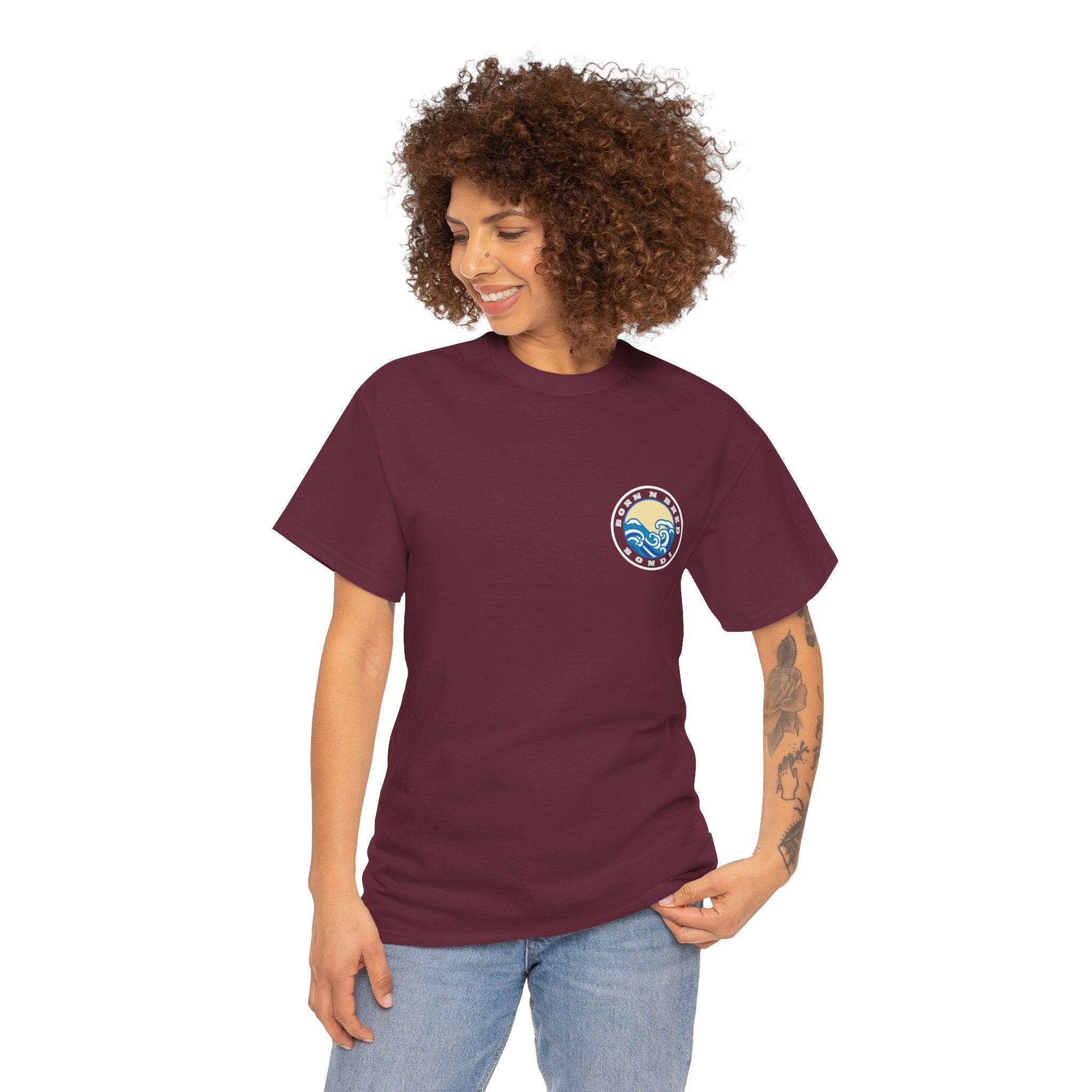 Heavy Cotton T-Shirt with free Canva custom designed logo front and back 