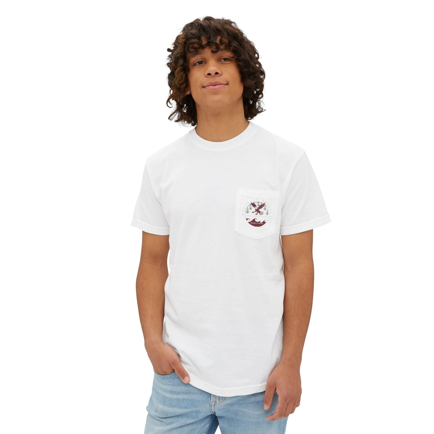 "The Westwood" Northern Beaches custom logo on front and back Pocket T-Shirt - Vintage Style for Beach Lovers
