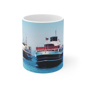 Coffee Mug - South Steyne Ferry Returning to Manly Wharf January 1991 Photo by Geoff Eastwood - Lost Manly Shop