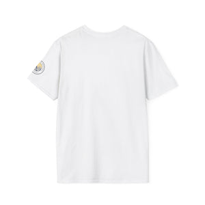Collaroy custom logo front and sleeve. Lost Manly label. Unisex Soft style T-Shirt Printify