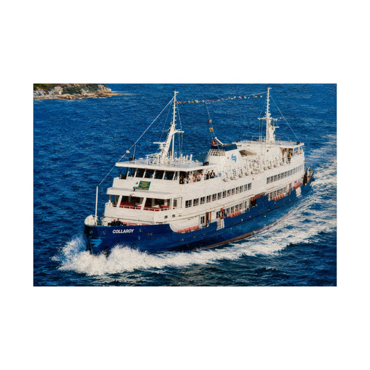 MV Collaroy approaching Manly Wharf first day of service 16 August 1988 -  Lost Manly Heritage Restoration Reimagined Art Ferry Harbour Poster — Coastal Travel Wall Art