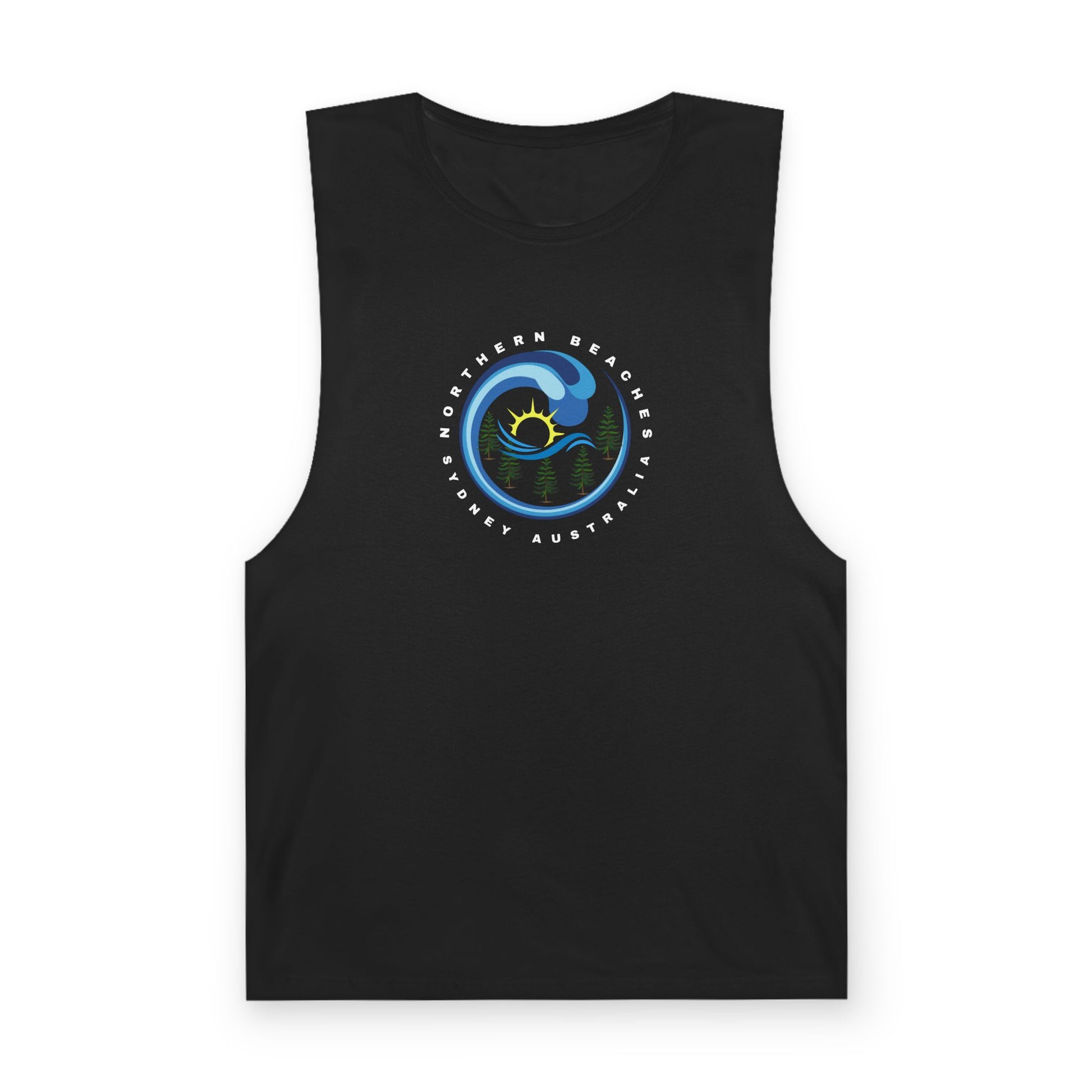 Lost Manly custom logo edition Ocean Wave Sunrise Tank — Coastal Surf Graphic Tank Top - Lost Manly Shop