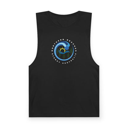 Lost Manly custom logo edition Ocean Wave Sunrise Tank — Coastal Surf Graphic Tank Top - Lost Manly Shop