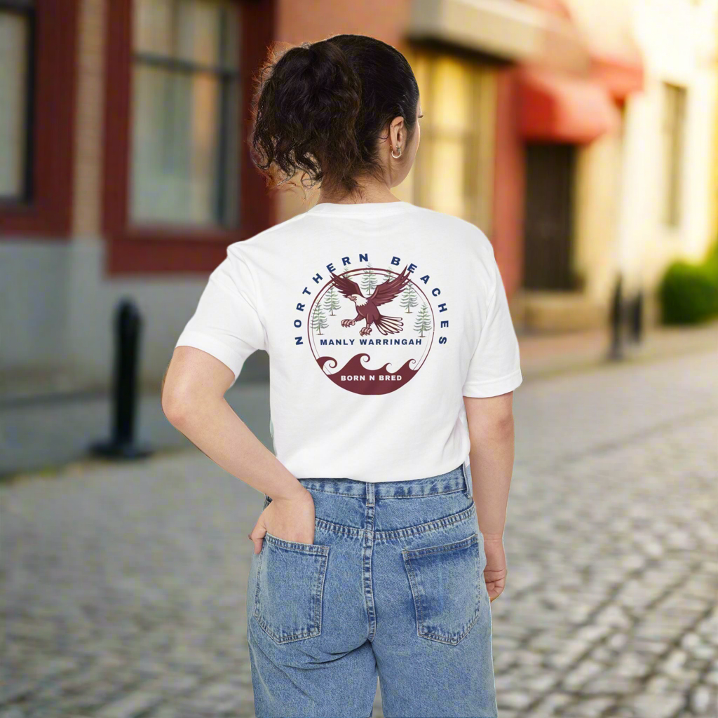 Manly Warringah Born n Bred Unisex Pocket T-shirt Printify
