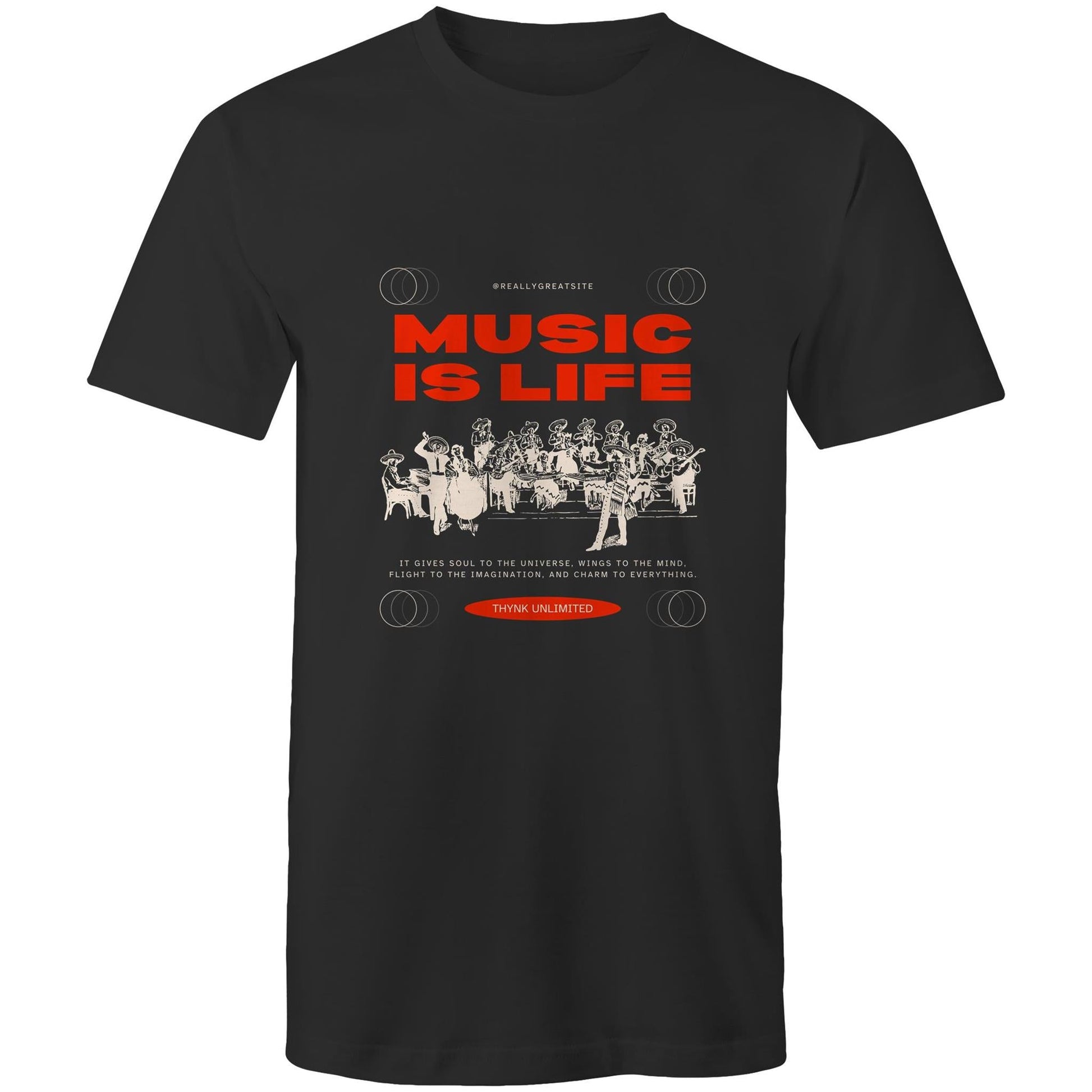 Mens T-Shirt Music is my life custom logo 