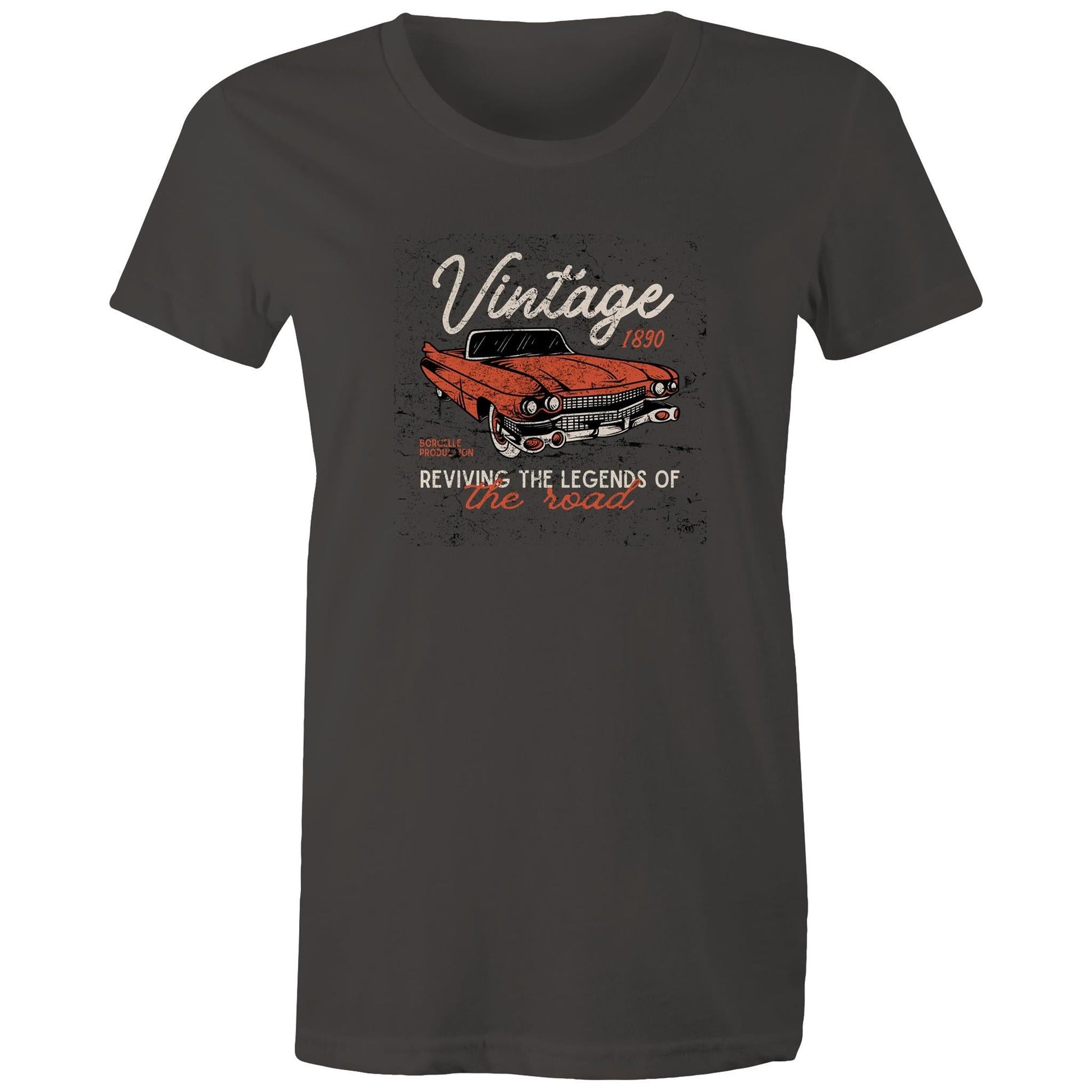 Women's Maple Tee Vintage Car Print 