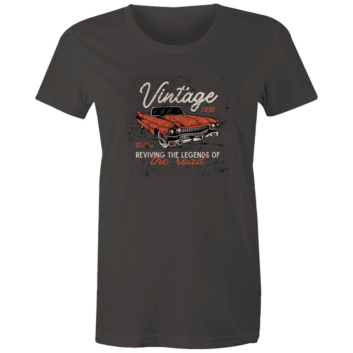 Women's Maple Tee Vintage Car Print 