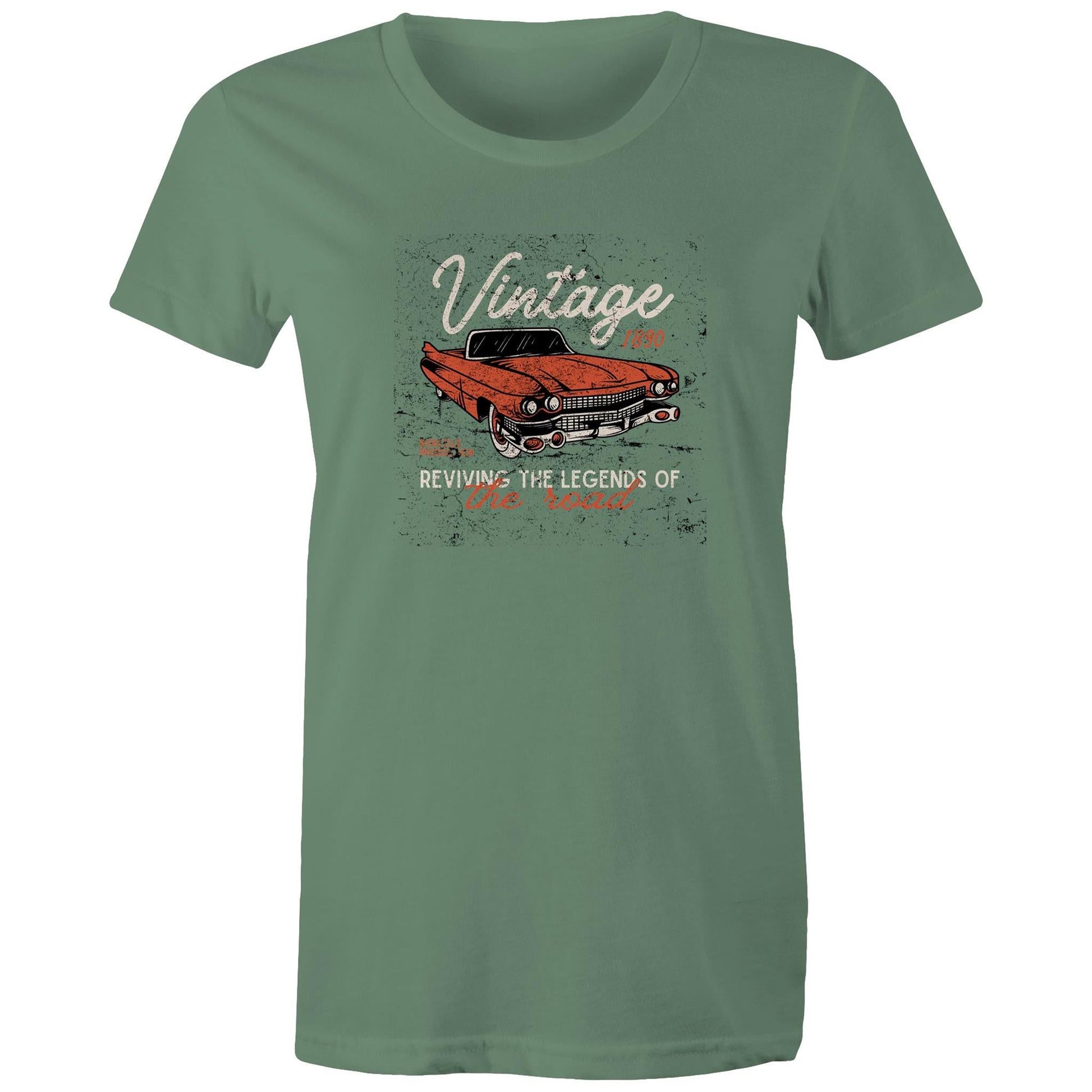 Women's Maple Tee Vintage Car Print 