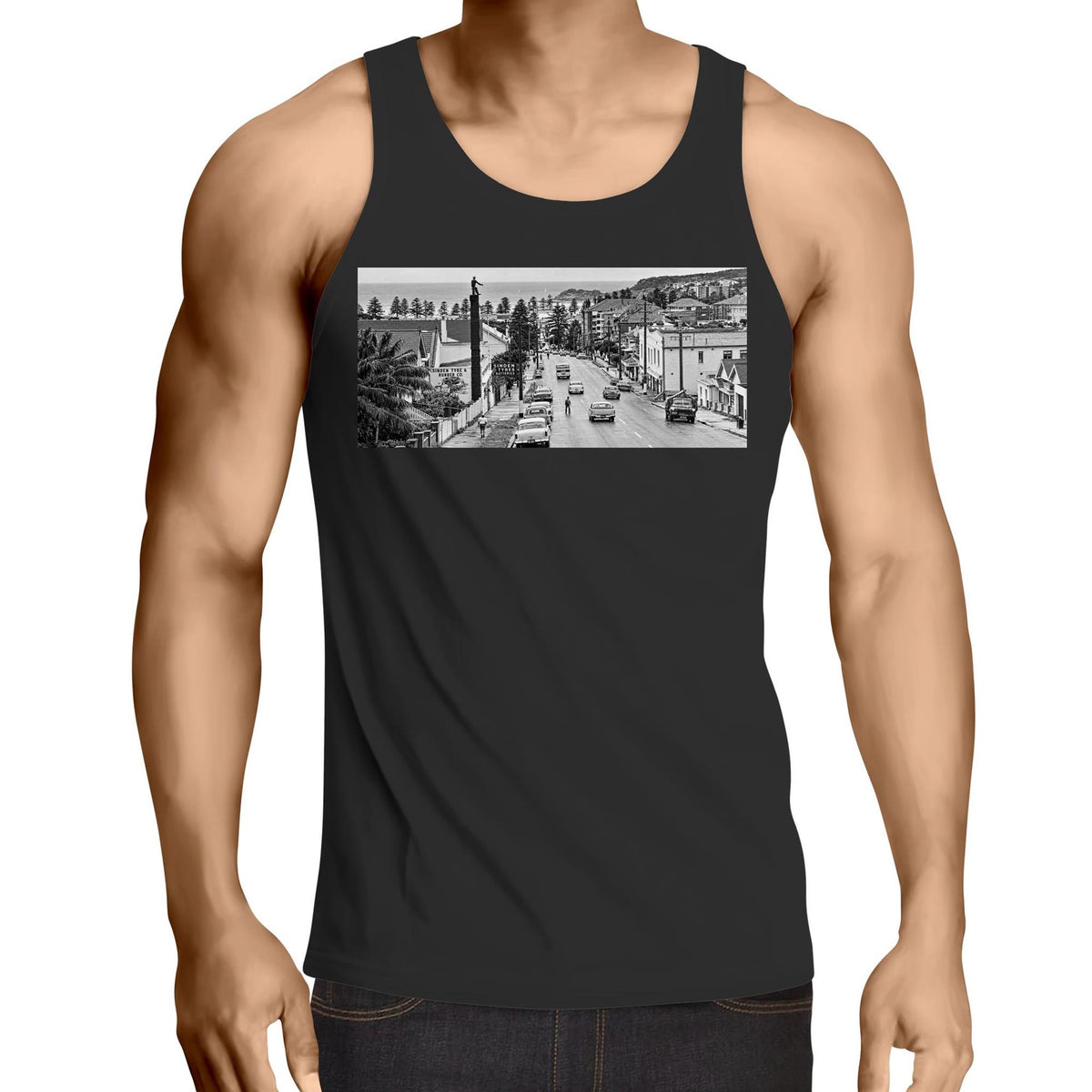 Vintage Manly Tyre Man Sydney Road Cotton Singlet | Northern Beaches