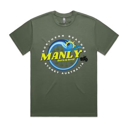 Lost Manly custom logo The Manly Barry Born & Bred edition AS Colour Heavy Tee - Lost Manly Shop